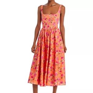 WAYF Floral Corset Midi Dress